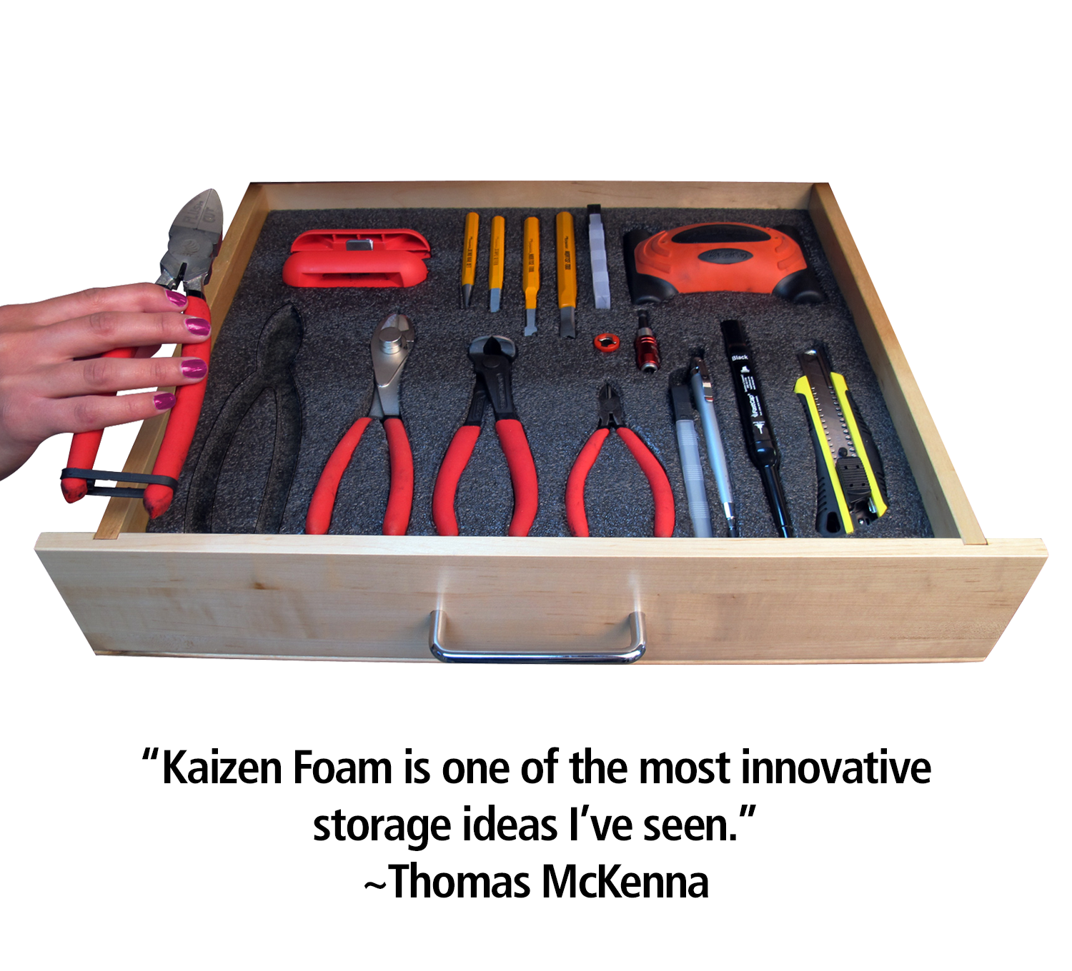 Kaizen Foam About 23'' x 23'', 57mm Thick with Knife, Choose Color and  Thickness (Black-Red, 2-1/4)