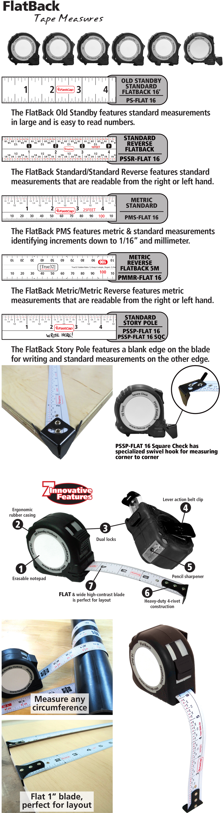 FastCap ProCarpenter Flatback Tape Measure - Standard Story Pole