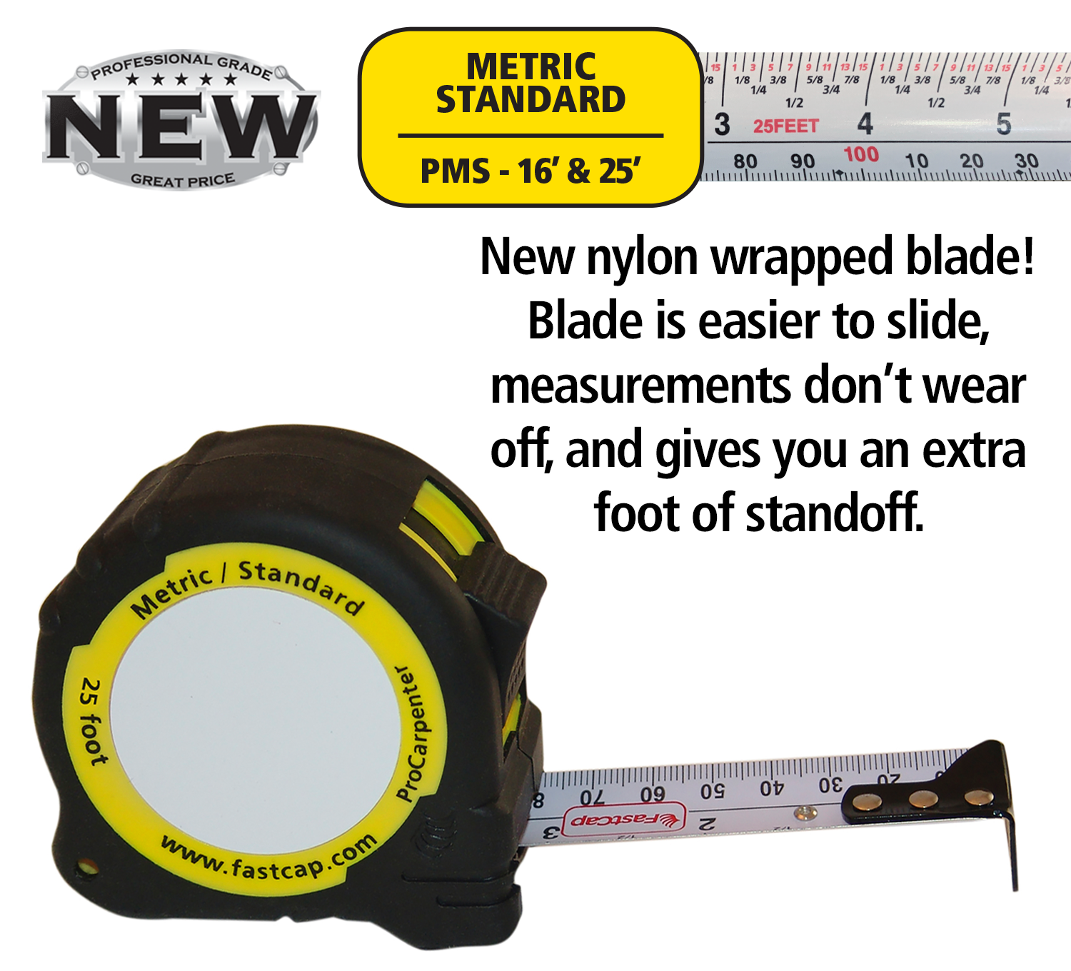 Metric Peel and Stick 16' Tape measure, PMS-STICK-16 (Fast Cap)